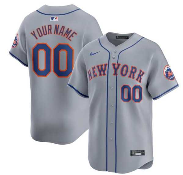 Mens New York Mets Active Player Cutsom 2024 Gray Away Limited Stitched Baseball Jersey